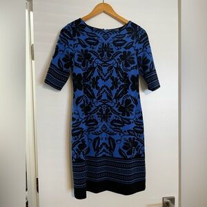 Eliza J Blue and Black Patterned Dress